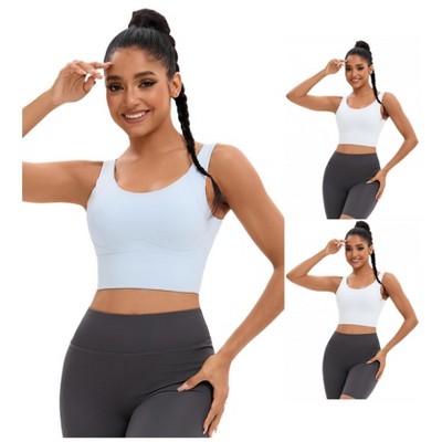 INSPIRE CHIC 3 Pcs Women's Full Coverage Deep V-Back Workout Fixed Cup Comfort Sports Bras