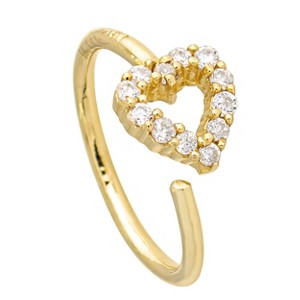 Jewelry Avalanche 20G 14K Gold 0.11ctw Diamond Heart Nose Hoop Ring, Twist-open 5/16"(8mm) - 1 of 4