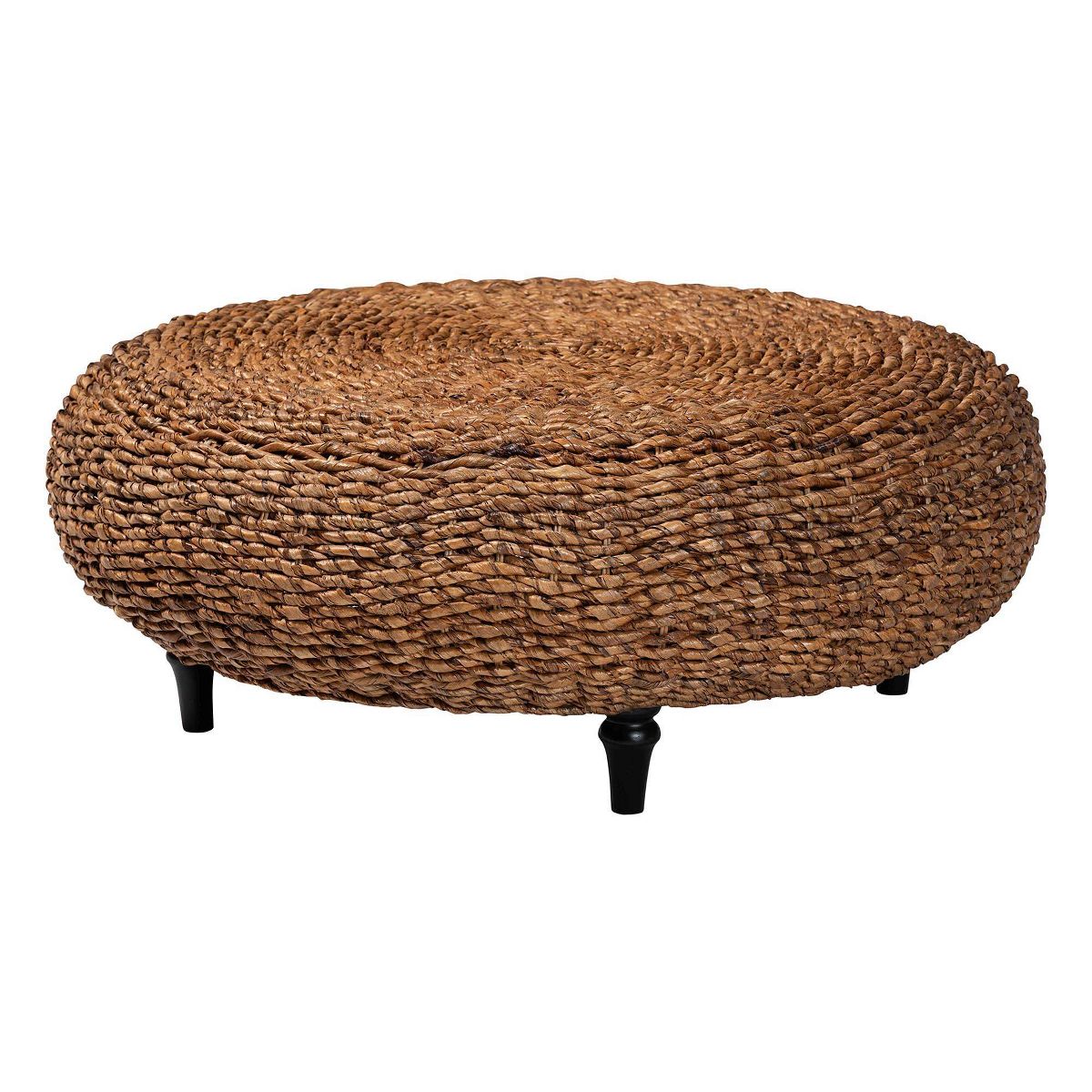 bali & pari Riau Handwoven Seagrass Coffee Table with Wooden Legs Natural Brown/Espresso Brown