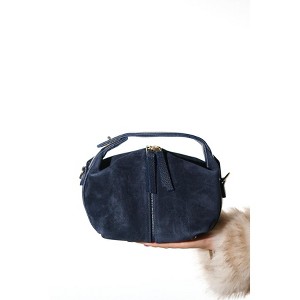 ISLAND - Navy Suede Leather Shoulder Bag (Women) navy suede standart - 1 of 4