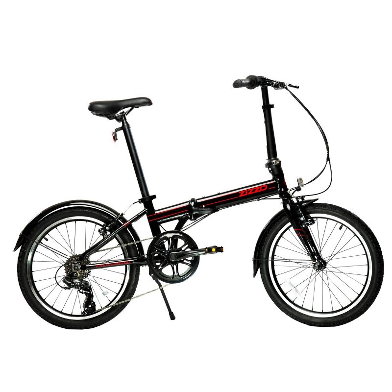 ZiZZO Via 7-Speed Aluminum 20&#34; Folding Bike - Black, 1 of 10