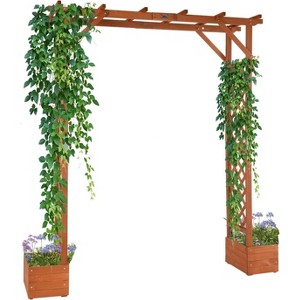 VINGLI Wooden Garden Arbor with Planter