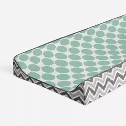 Bacati - Ikat Zigzag Mint Dots Muslin Changing Pad Cover