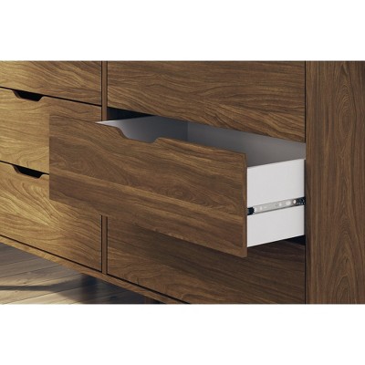 Auburn Brown 6-Drawer Mid-Century Modern Dresser