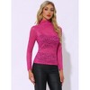 Allegra K Women's See-Through Long Sleeve Turtleneck Sheer Floral Lace Blouse - 2 of 4