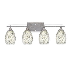 Toltec Lighting Uptowne 4 - Light Vanity in  Aged Silver with 5" Natural Fusion Shade - 1 of 1