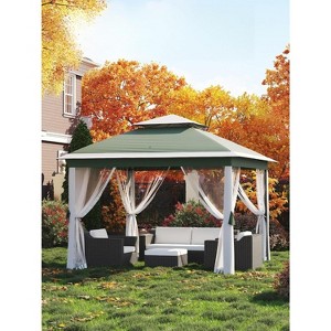 11x11 Pop Up Canopy Tent with Mosquito Netting, Outdoor Canopy Shelter Gazebo Easy Setup, Water & UV Resistant for Garden, Party, Outdoor - 1 of 4