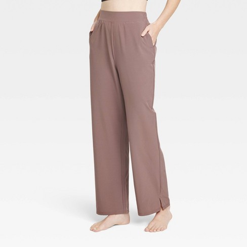 Women's Woven High-Rise Straight Leg Pants - All In Motion™ Brown XL