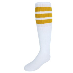 Jefferies Socks Kid's Striped Knee-High Tube Socks (1 Pair), Large (Shoe Sizes 6-9), Yellow - 1 of 3