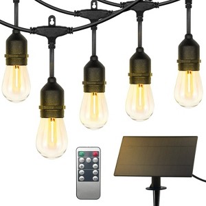 15 Bulbs 50 ft. Outdoor Solar LED Edison String Light with Remote Control - 1 of 4
