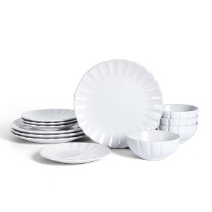 Earth & Clay 12pc Phoenix Stoneware Dinnerware Set White - 1 of 4