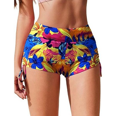 AI'MAGE Womens 3" Swim Board Shorts High Waisted Bathing Suit Bottoms Boy Shorts Adjustable Ruched Side Bikini Shorts S-XXL