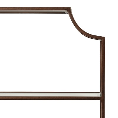Bronze Metal Geometric Wall Shelf with Glass Tiers