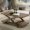 Transitional 3pc Table set Occasional Tables Living Room 1x Coffee Table And 2x End Tables Plank Style Top Antique Light Oak - 2 of 4