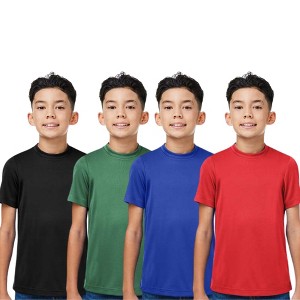 ER PRO Youth Boy T Shirt Short Sleeve Plain Cotton Undershirts 4-Pack - 1 of 4