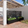 Wooakway Black Metal Planter Box with Trellis Raised Garden Bed with Arbor Privacy Screen with Wheels - 2 of 4