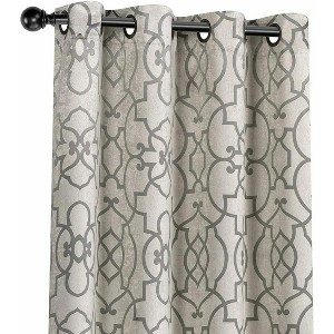 Kate Aurora 2 Piece Geo Sheen Palladian Grommet Top 88% Blackout Curtain Panels - 84 in. Long - 1 of 4