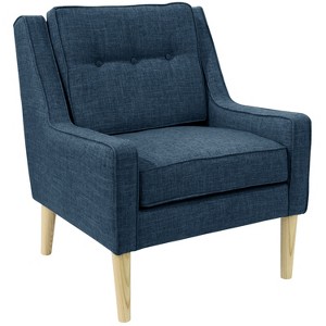 Shyba Button Arm Chair Dark Navy Linen - Skyline Furniture, Adult Unisex, Dark Blue Linen