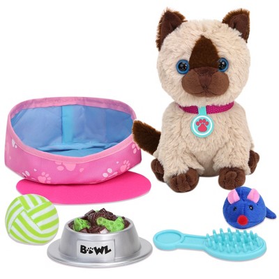 Sophia’s Tan Plush Kitten and Accessories Set for 18" Dolls, Multicolor