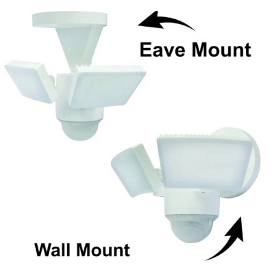 LED Outdoor Motion Sensor Floodlight – 1100 Lumens, 180° Detection, Weatherproof, Eave/Wall Mount, Exit Detection, Rotatable Sensor, White