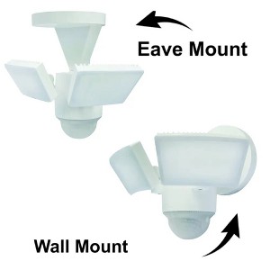 LED Outdoor Motion Sensor Floodlight – 1100 Lumens, 180° Detection, Weatherproof, Eave/Wall Mount, Exit Detection, Rotatable Sensor, White - 1 of 4