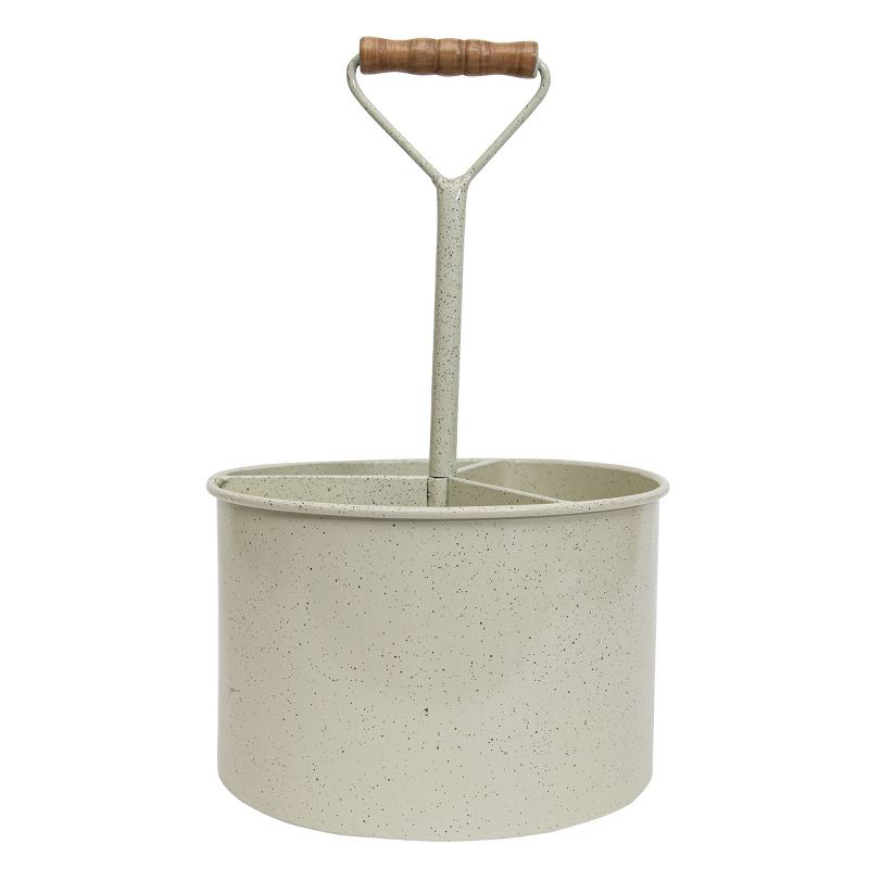 Round White Metal Caddy - Foreside Home & Garden, 1 of 9