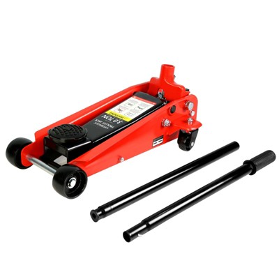 VisioGear Hydraulic Trolley Low Profile Floor Jack with Piston Quick Lift Pump, 3Ton Capacity, Lifting Range 5.1"-20", Black&Red, 25.83"*6.69"*12.8"
