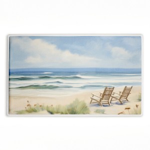 Stupell Industries Chair View On Serene Beach Printed Plush Bath Mat And Bath Rug, Design By Kim Allen, 18"X30" - 1 of 4