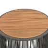 NAYSAYE Patio Accent Table Set Outdoor Rattan Rope Acacia Wood Coffee Table for Garden, Gray and Teak, 26"*26"*14.25" - 3 of 4