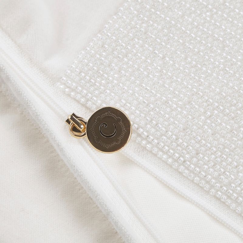 LIVN CO. Embroidered Bead Cotton Velvet Oblong Decorative Pillow 12x24", 5 of 7