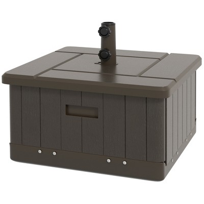 Brown Metal Wheeled Multiuse Outdoor Umbrella Base and Table