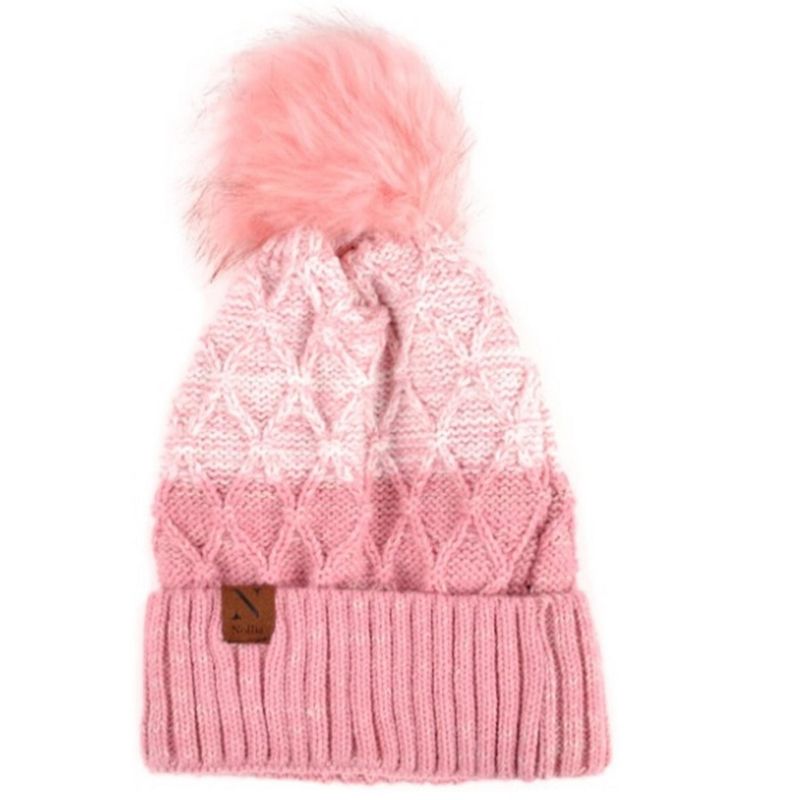 Women's Split-Toned Pom Pom Knit Winter Hat, 1 of 5