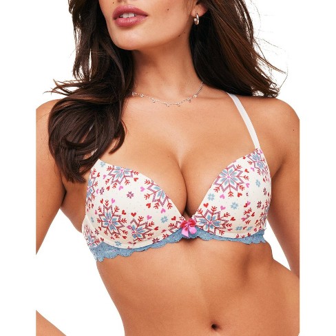 Adore Me Women's Shea Plunge Bra 34DDD / Joyful Snowfall C01 White.