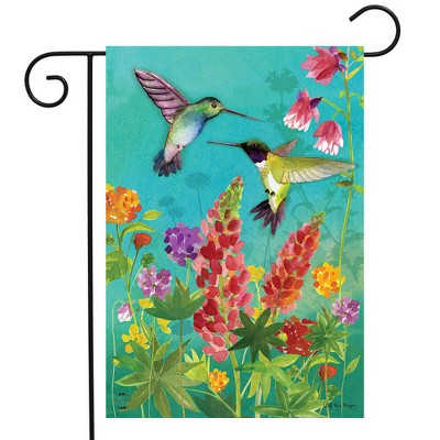 Colorful Hummingbird and Floral Spring Garden Flag 12.5" x 18"