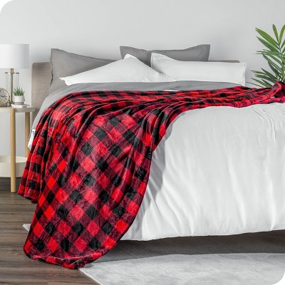 Buffalo Plaid - Red/black Microplush King Fleece Blanket By Bare Home ...