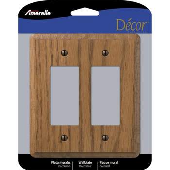 Oak Wood Wall Plate - 2 Gang Combo - Light Switch, GFCI Outlet Cover
