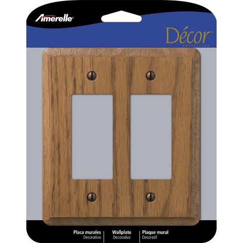 AMERELLE Country Medium Oak 1-Gang Duplex Outlet Wood Wall Plate