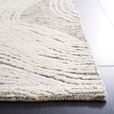 Ivory and Gray Abstract 4' x 6' Hand-Tufted Wool Area Rug