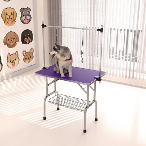 UbMelt Folding Pet Grooming Table with Adjustable Arms,Nooses,Clamps and Mesh Tray for Medium/Large Dogs,Purple - 1 of 4