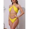 INSPIRE CHIC Women's Criss Cross Backless Elegant Ribbed Knit Bikini Sets, Strappy Top Triangle Bottom Swimwear Bathing Suits 1 Set - 2 of 4