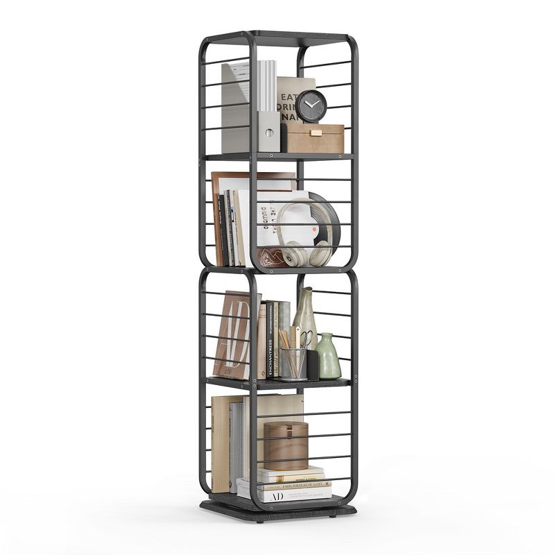 VASAGLE 4-Tier Rotating Bookshelf, Bookcase with Bookends for Small Spaces, Corner Shelf, Steel Frame, 2 of 11