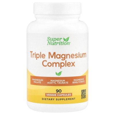 Super Nutrition Triple Magnesium Complex, 90 Veggie Capsules (70 mg per Capsule)