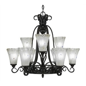 Toltec Lighting Elegante 9 - Light Chandelier in  Dark Granite with 5.5" Fluted Frosted Crystal Shade - 1 of 1