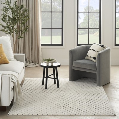 Cozy Modern Black and White Abstract 5' x 7' Area Rug