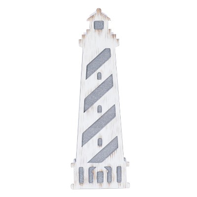 Beachcombers 15.75" Decorative White Light-Up Led Lighthouse Wall Hanging Plaque Sign