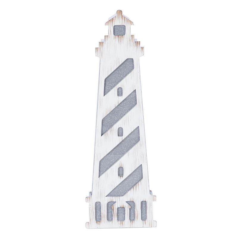 Beachcombers White Light-Up Led Lighthouse Coastal Plaque Sign Wall Hanging Decor Decoration For The Beach 5 x 15.75 x 3 Inches., 1 of 3