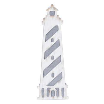 Beachcombers White Light-Up Led Lighthouse Coastal Plaque Sign Wall Hanging Decor Decoration For The Beach 5 x 15.75 x 3 Inches.