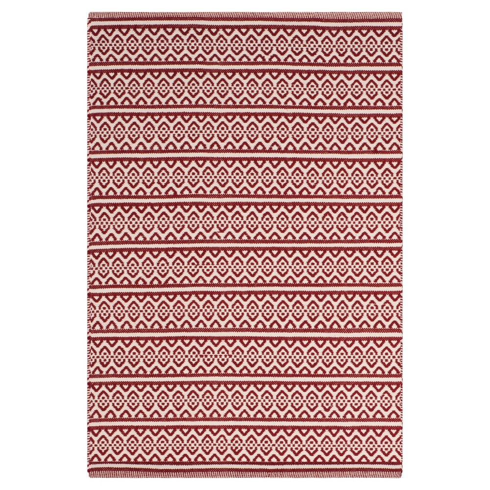 Ivory/Red Geometric Woven Accent Rug - (3'x5') - Safavieh