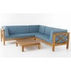 CAVINAS Outdoor Couch Set with Coffee Table, Acacia Wood Patio Furniture Set, Modern Outdoor Sectional Furniture for Backyard - 3 of 4