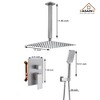 CASAINC 3-Spray Pattern 12 Inches Ceiling Mount Shower System / Set Shower Head and Functional Handheld (Valve Included) - 3 of 4